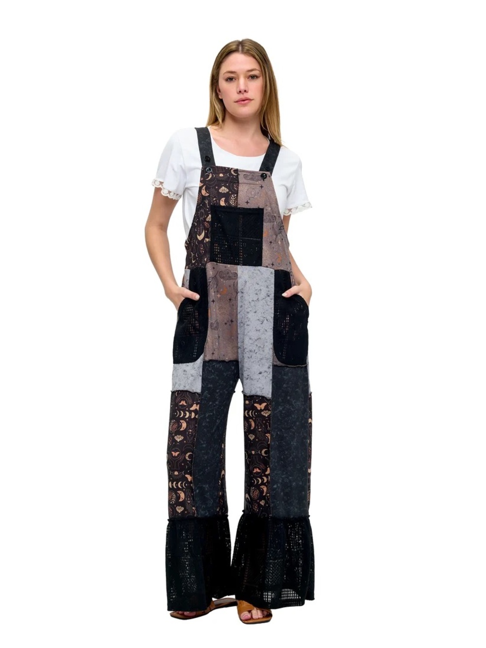 Yak N Yeti Overalls Celestial Mushroom Patchwork
